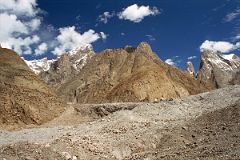 
Uli Biaho, Trango Nameless Tower, Great Trango Tower From Baltoro Glacier Between Paiju And Khoburtse
